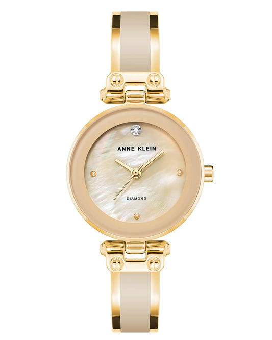 Anne Klein Women's Genuine Diamond Dial Bangle Watch Tan/Gold - Vivareflex Online