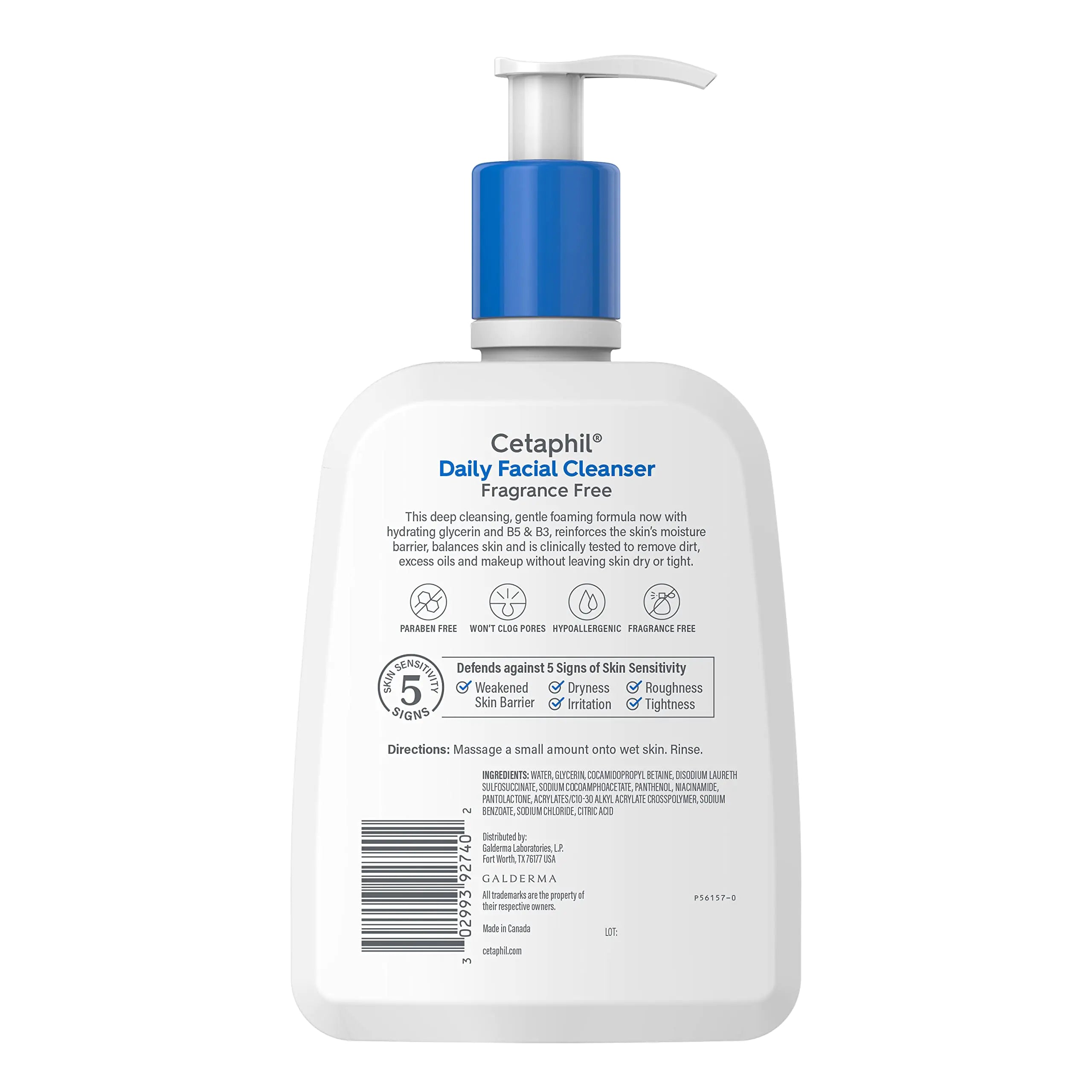 Limpiador facial de CETAPHIL, limpiador facial diario para pieles sensibles, mixtas a grasas, NUEVO 16 oz, sin fragancia, espuma suave, sin jabón, hipoalergénico, sin fragancia, 16 oz. (paquete de 1) 