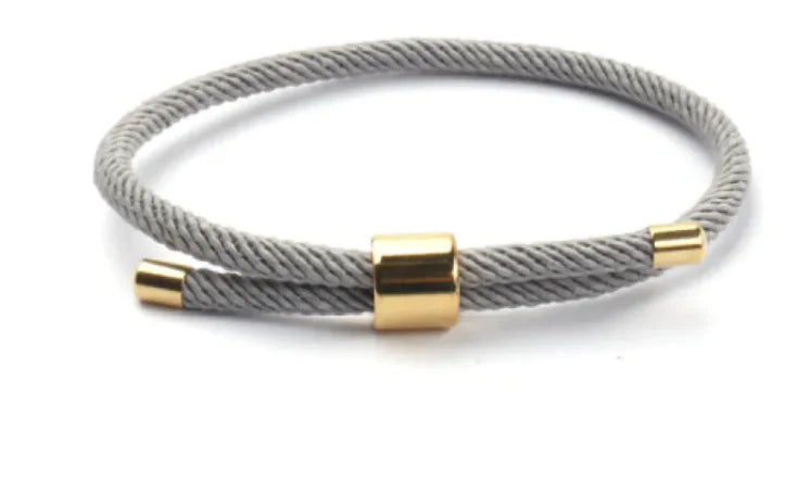 Bracelet en corde rouge et noir avec boucle en acier – Bracelet d'amitié porte-bonheur