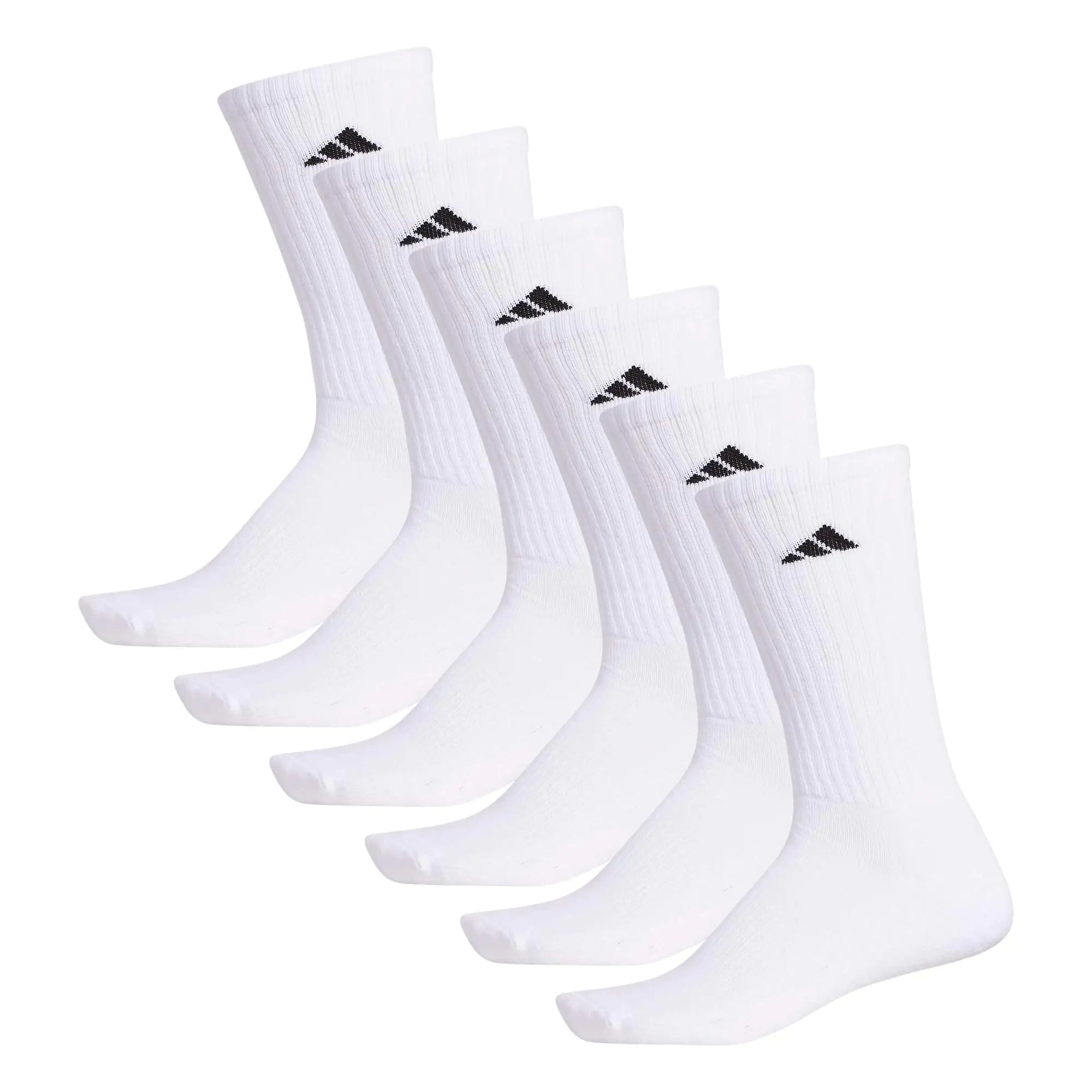 adidas Men's Athletic Cushioned Crew Socks with Arch Compression for a Secure Fit (6-Pair) Large White/Wonder Beige/Alumina Beige