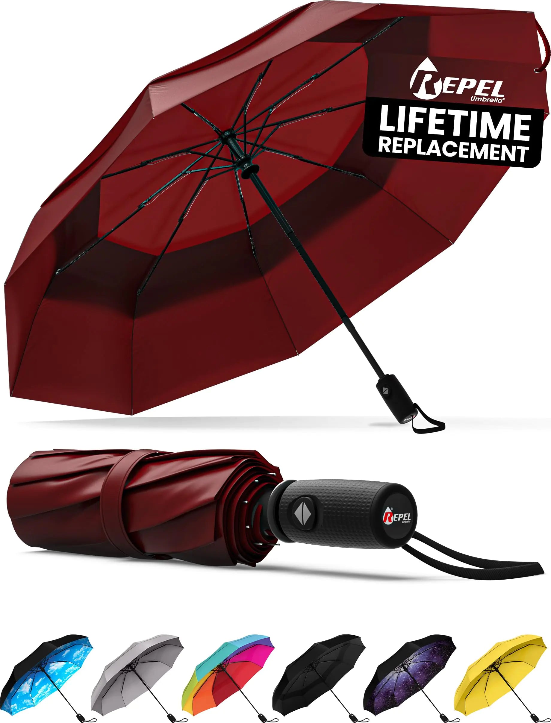 Repel Umbrella Windproof Travel Umbrella - Auto Open & Close, Compact & Durable - Vivareflex Online