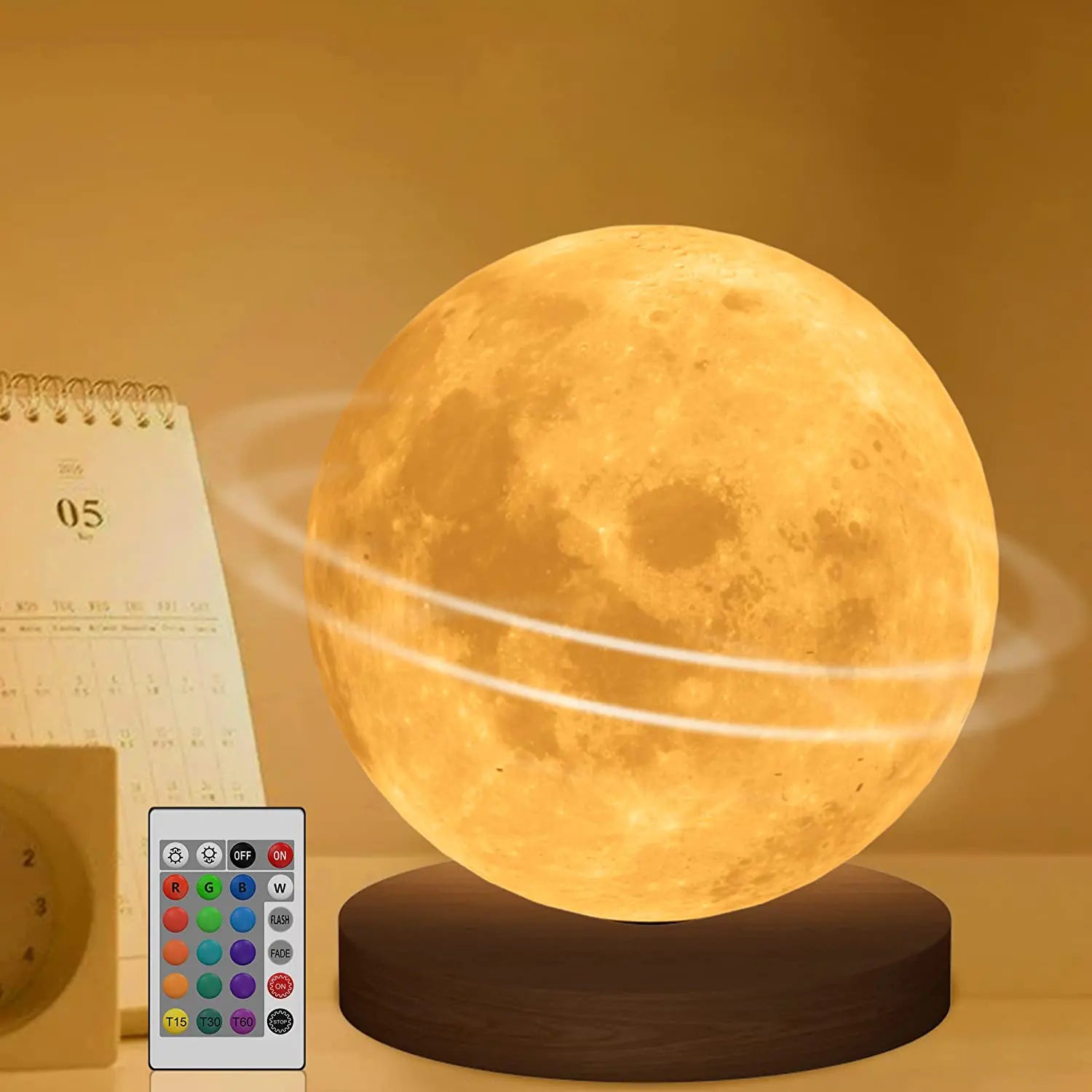 Lampe de nuit LED 3D rotative à 360° en forme de lune