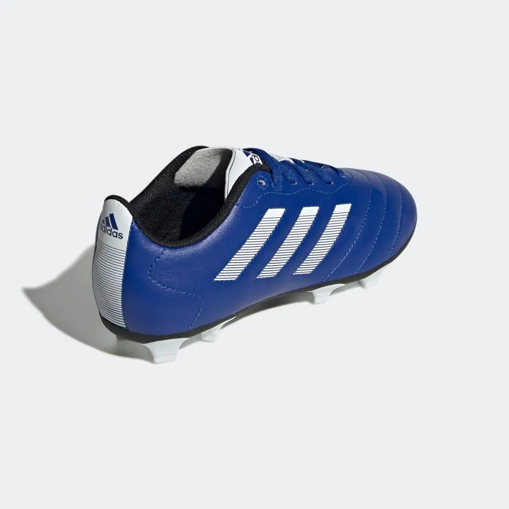 Zapatillas de fútbol para superficies firmes unisex para niños Adidas Goletto VIII 11, color azul real/blanco/negro 