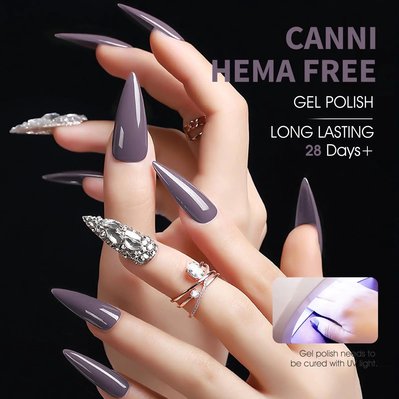 CANNI Grey Gel Nail Polish - Dark Grey Violet Brown High Gloss UV Gel for French Manicure - Vivareflex Online