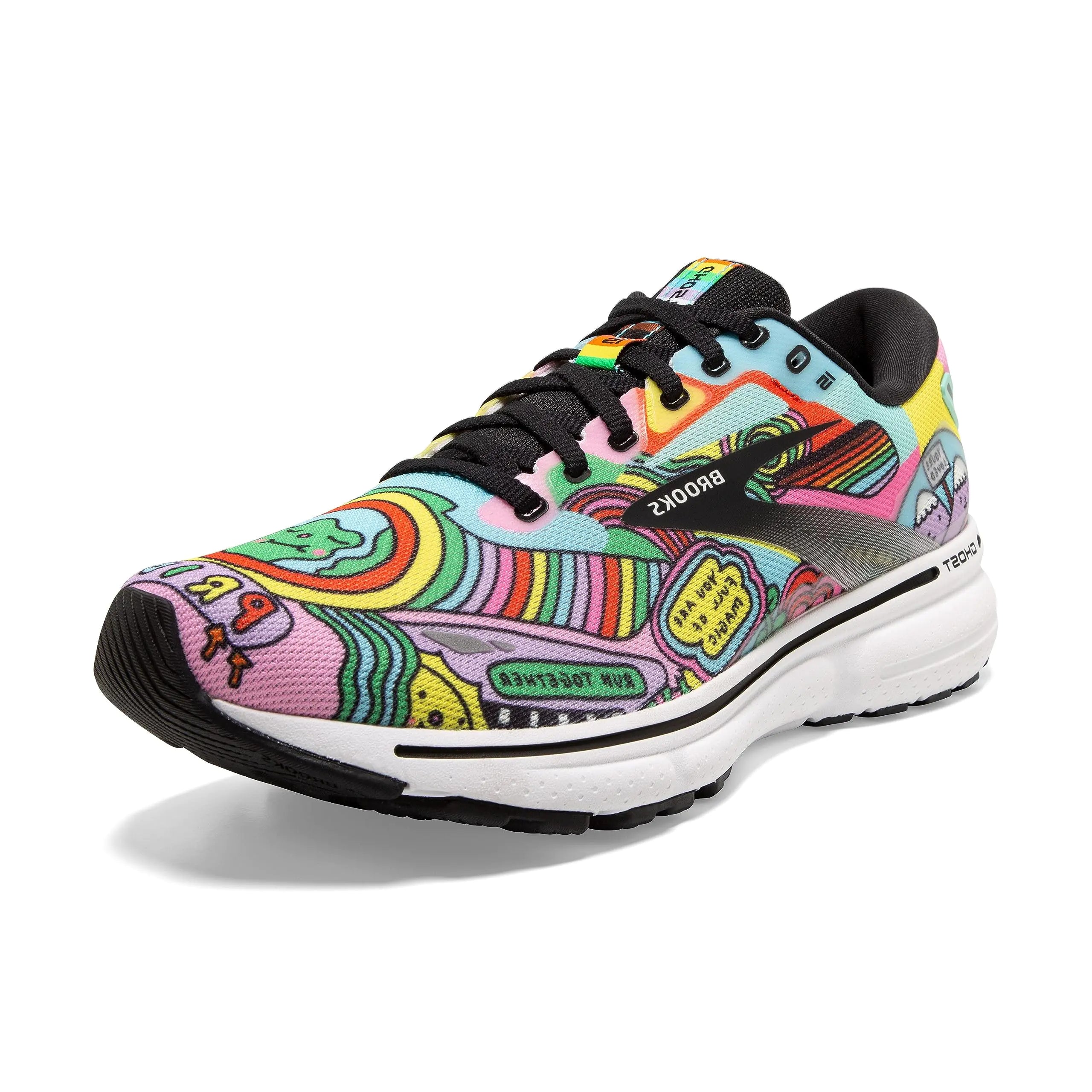 Zapatillas de running neutras Brooks Ghost 15 para mujer, 10,5, negro, blanco y multicolor 