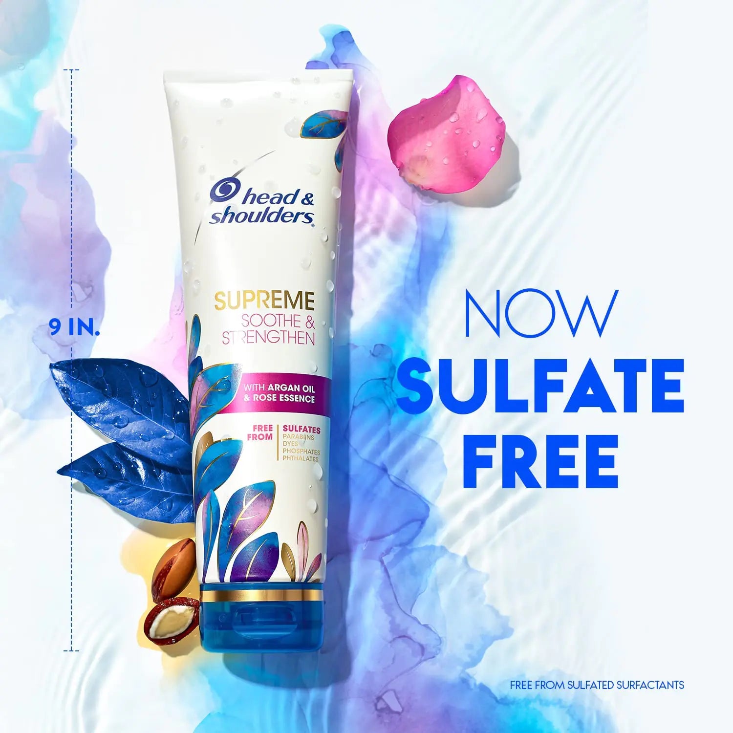 Champú y acondicionador sin sulfatos Head & Shoulders Supreme para el tratamiento del cuero cabelludo seco y la caspa, suaviza y fortalece con aceite de argán y esencia de rosa, 21,2 onzas líquidas 