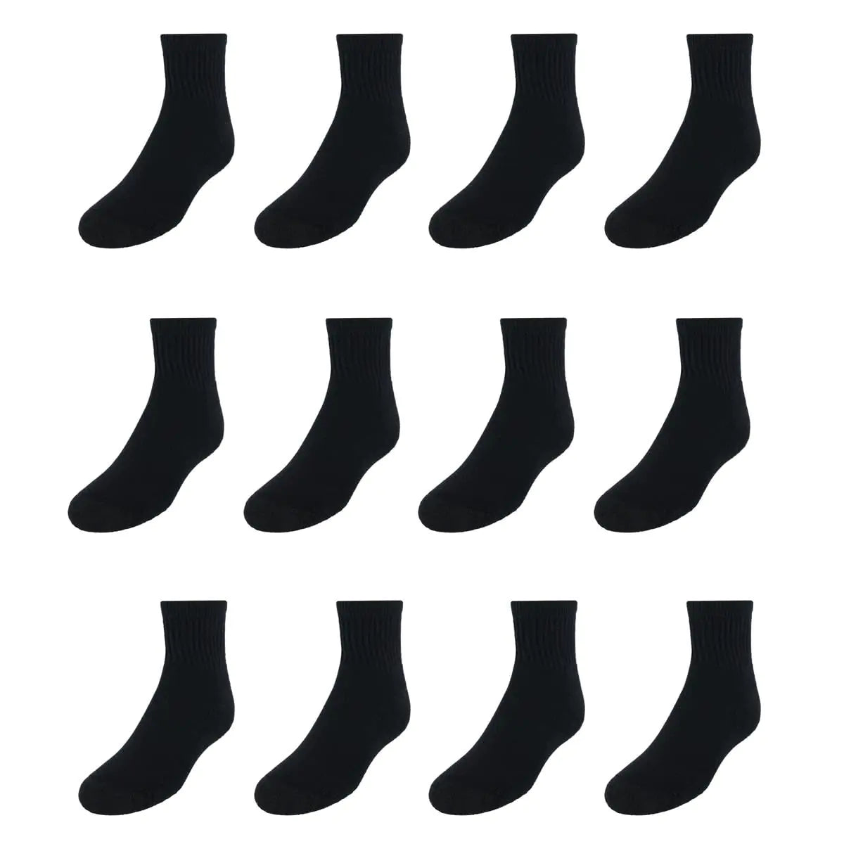 Calcetines Hanes para niños, con acolchado doble resistente y sin costuras en el tobillo, paquete de 12 pares, calcetines invisibles grandes, color negro, paquete de 12