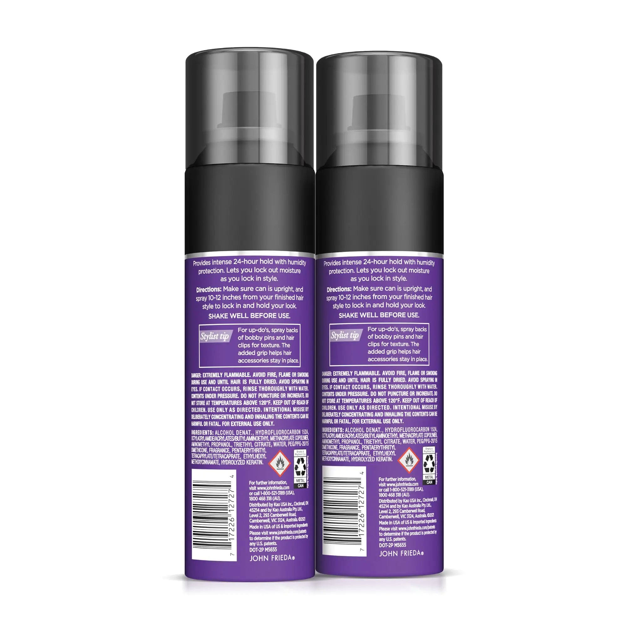 John Frieda Anti Frizz, Frizz Ease Firm Hold Hairspray, Spray antihumedad para el cabello, para una fijación de 24 horas, 12 oz, paquete de 2 12 onzas (paquete de 2) 