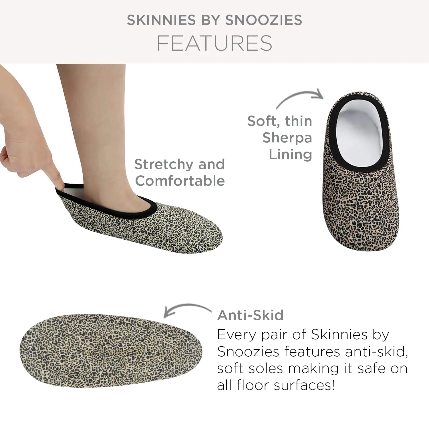 Chaussons-chaussettes Snoozies Skinnies – Chaussons confortables et pliables pour femmes, chaussettes antidérapantes pour les voyages et l'intérieur