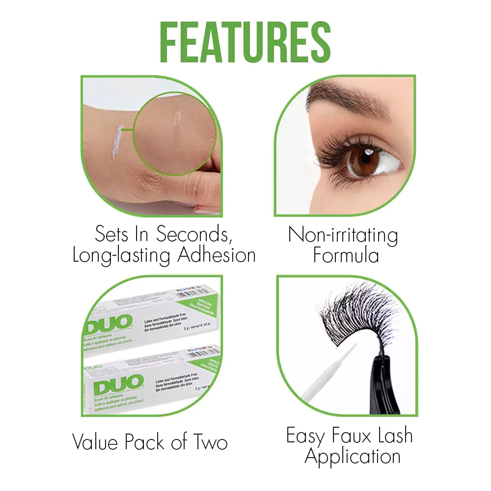 DUO Brush-On Strip Lash Adhesive with Vitamins A, C & E, Clear, Non-Irritating, Fast Drying Lash Glue, Easy to Use, Safe for Sensitive Eyes and Skin