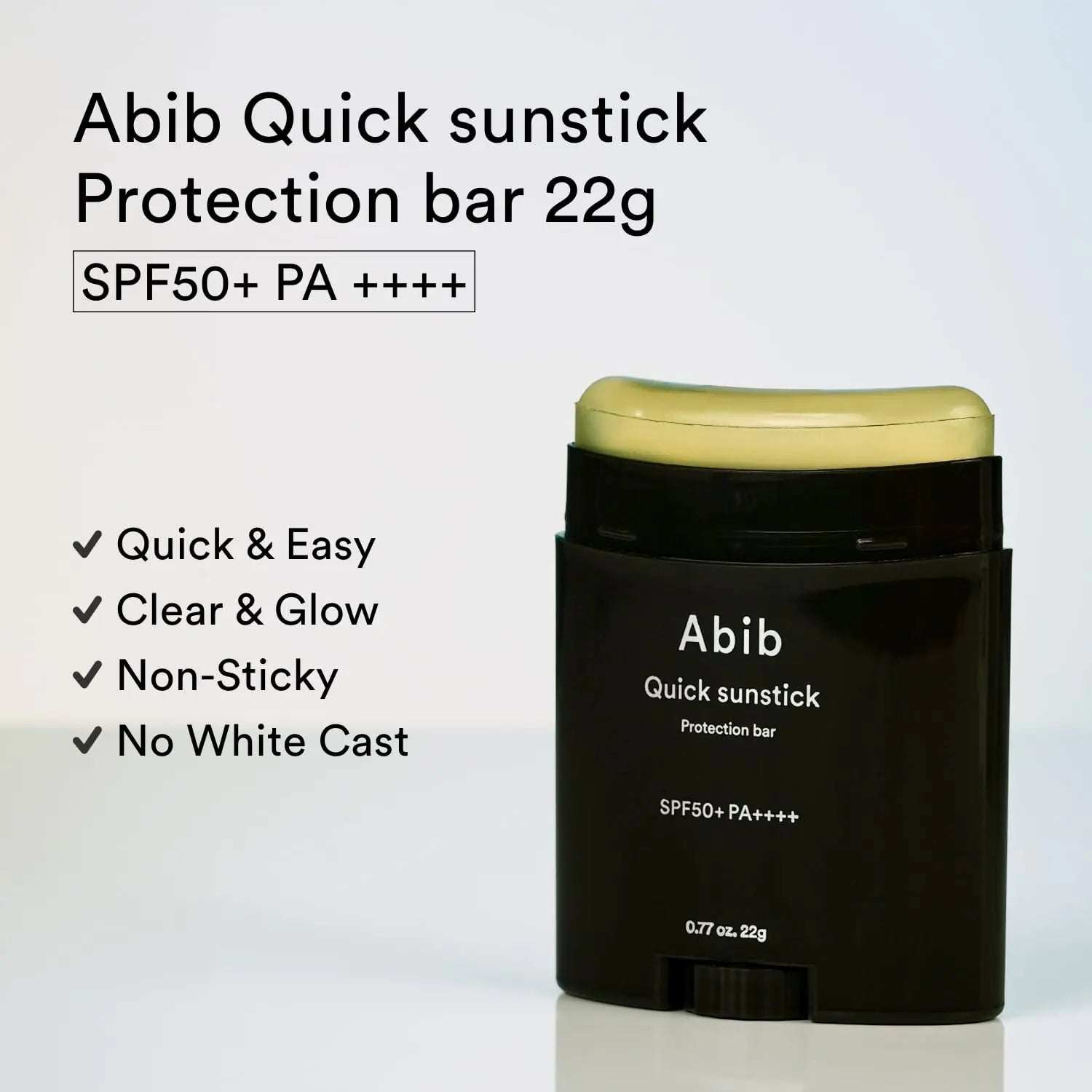 Barra protectora solar Abib Quick Sunstick SPF50+ 0,77 fl oz/22 g Protección solar, Protector solar sin manchas blancas, No pegajoso para todo tipo de piel, rostro y cuerpo, Menos estrés 