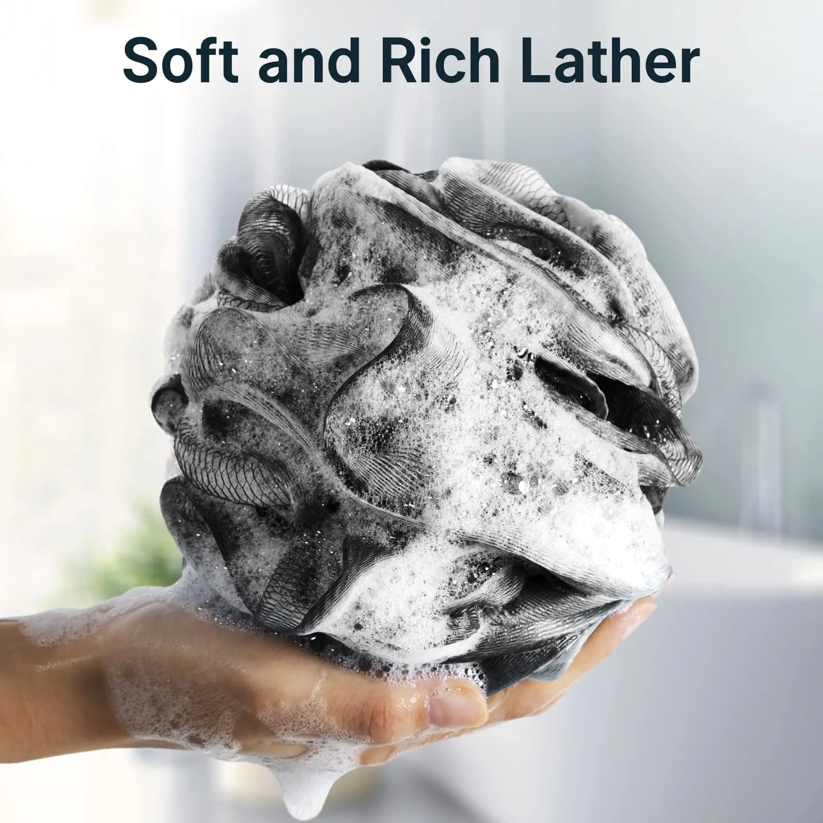 AmazerBath Loofah Sponge, Shower Loofah for Men and Women - Body Scrubber Loofa Set of 3 Classic Black & White Edge, Bath Sponge 60g/PCS 3.0 - Vivareflex Online