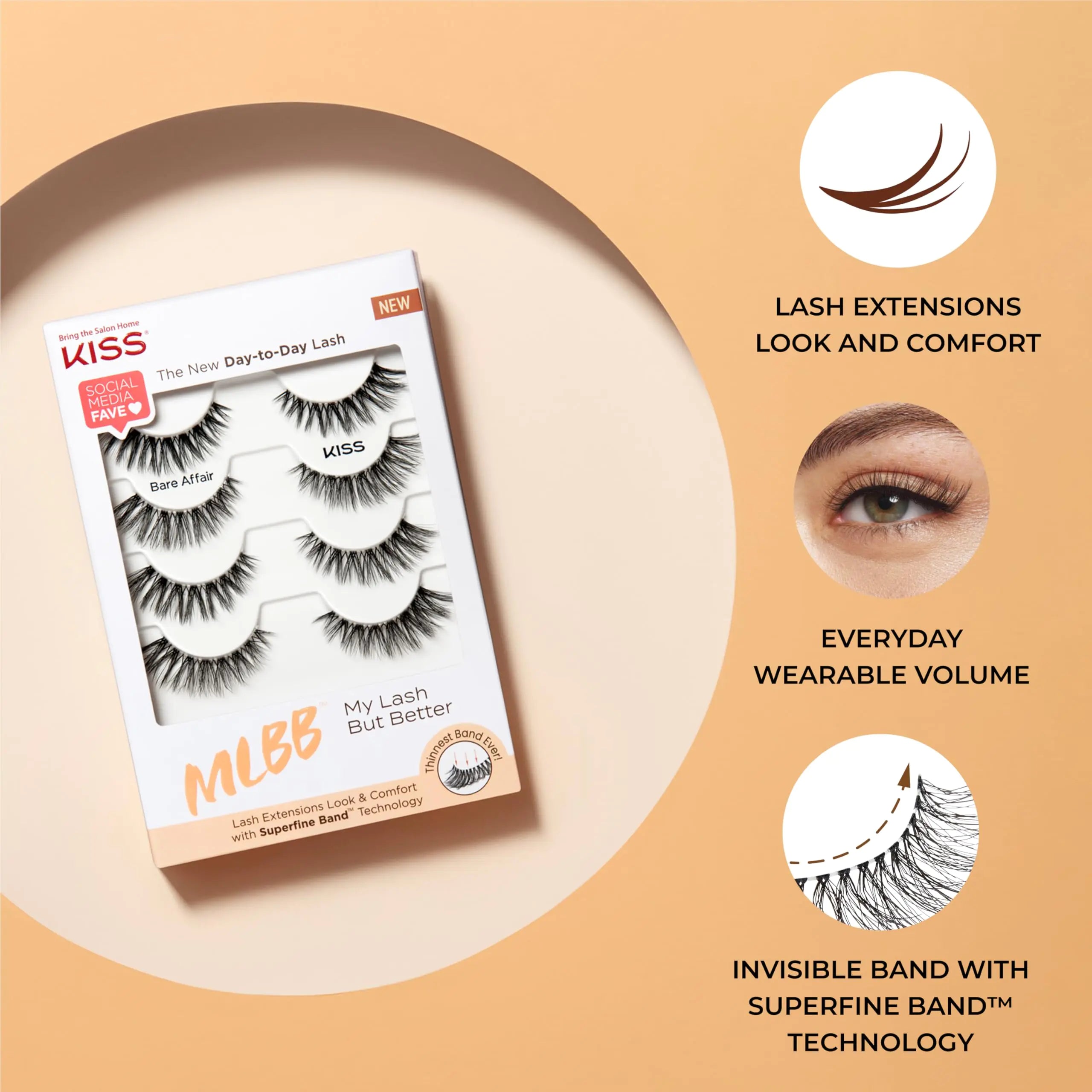 KISS My Lash But Better False Eyelashes, 'Blessed', 12 mm, Includes 1 Pair Of Lash, Contact Lens Friendly, Easy to Apply, Reusable Strip Lashes Blessed