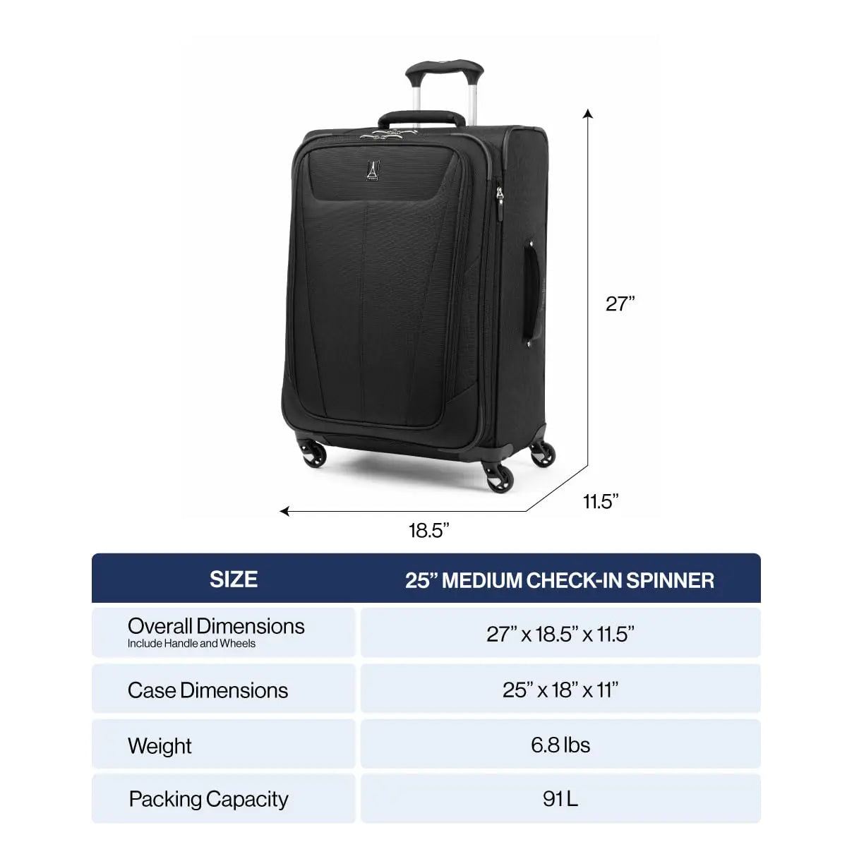 Travelpro Maxlite 5 Softside Expandable Checked Luggage with 4 Spinner Wheels, Lightweight Suitcase, Men and Women