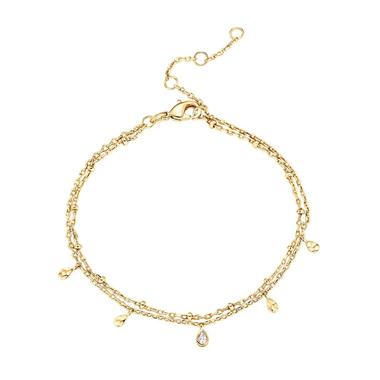 Pulseras de cadena infinita con diamantes simulados y circonita cúbica cubana chapada en oro de 14 quilates de PAVOI para mujer 