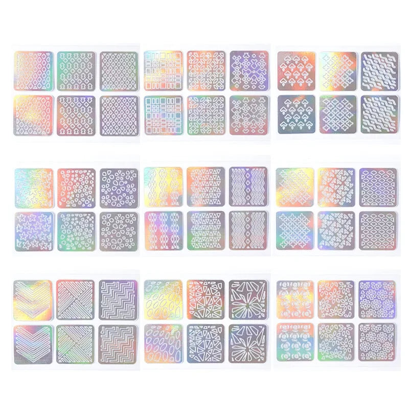 24 Sheets DIY Nail Art Sticker Set: 3D Laser, Hollow Design - Vivareflex Online