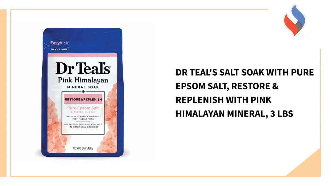 Dr Teal&#039;s Salt Soak with Pure Epsom Salt, Restore &amp; Replenish with Pink Himalayan Mineral, 3 lbs by@Outfy