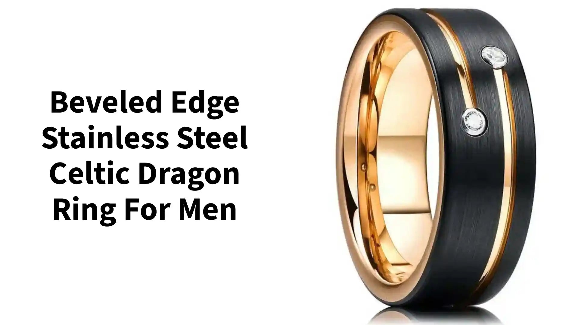 Beveled Edge Stainless Steel Celtic Dragon Ring for Men by@Outfy