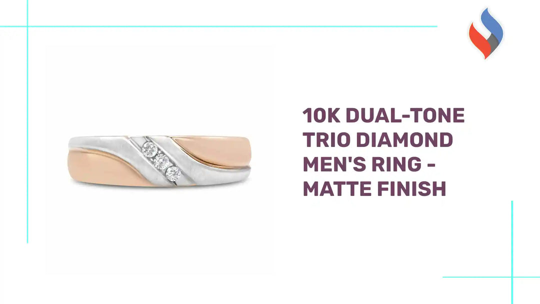 10K Dual-Tone Trio Diamond Men&#039;s Ring - Matte Finish by@Outfy
