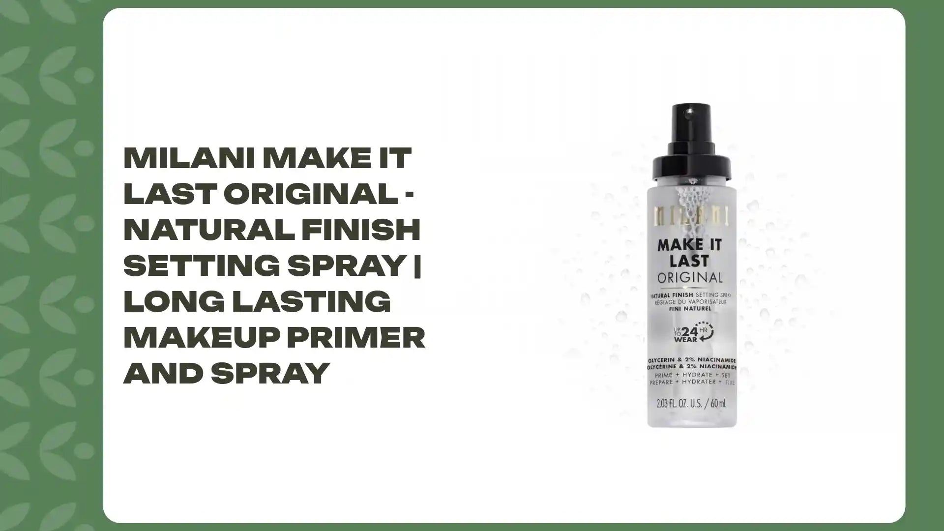 Milani Make It Last Original - Natural Finish Setting Spray | Long Lasting Makeup Primer and Spray by@Outfy