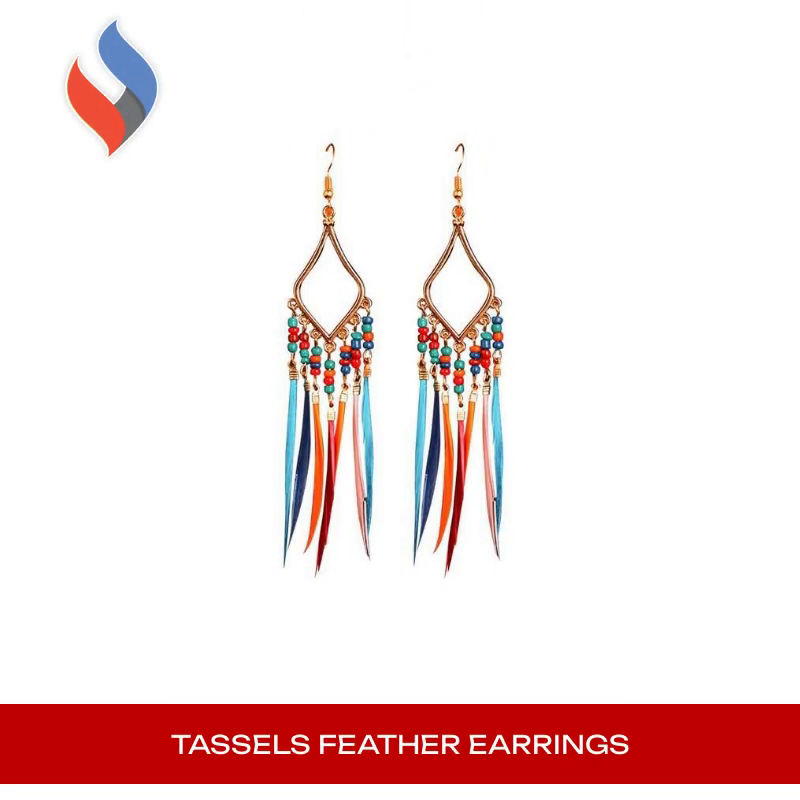 Tassels Feather Earrings by@Outfy