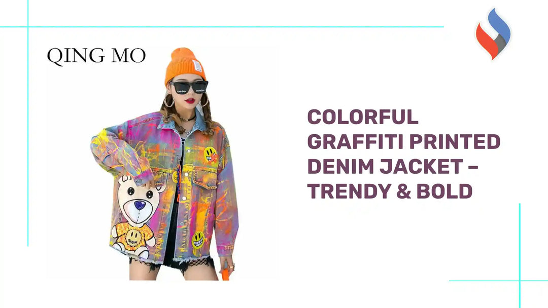 Colorful Graffiti Printed Denim Jacket &ndash; Trendy &amp; Bold by@Outfy