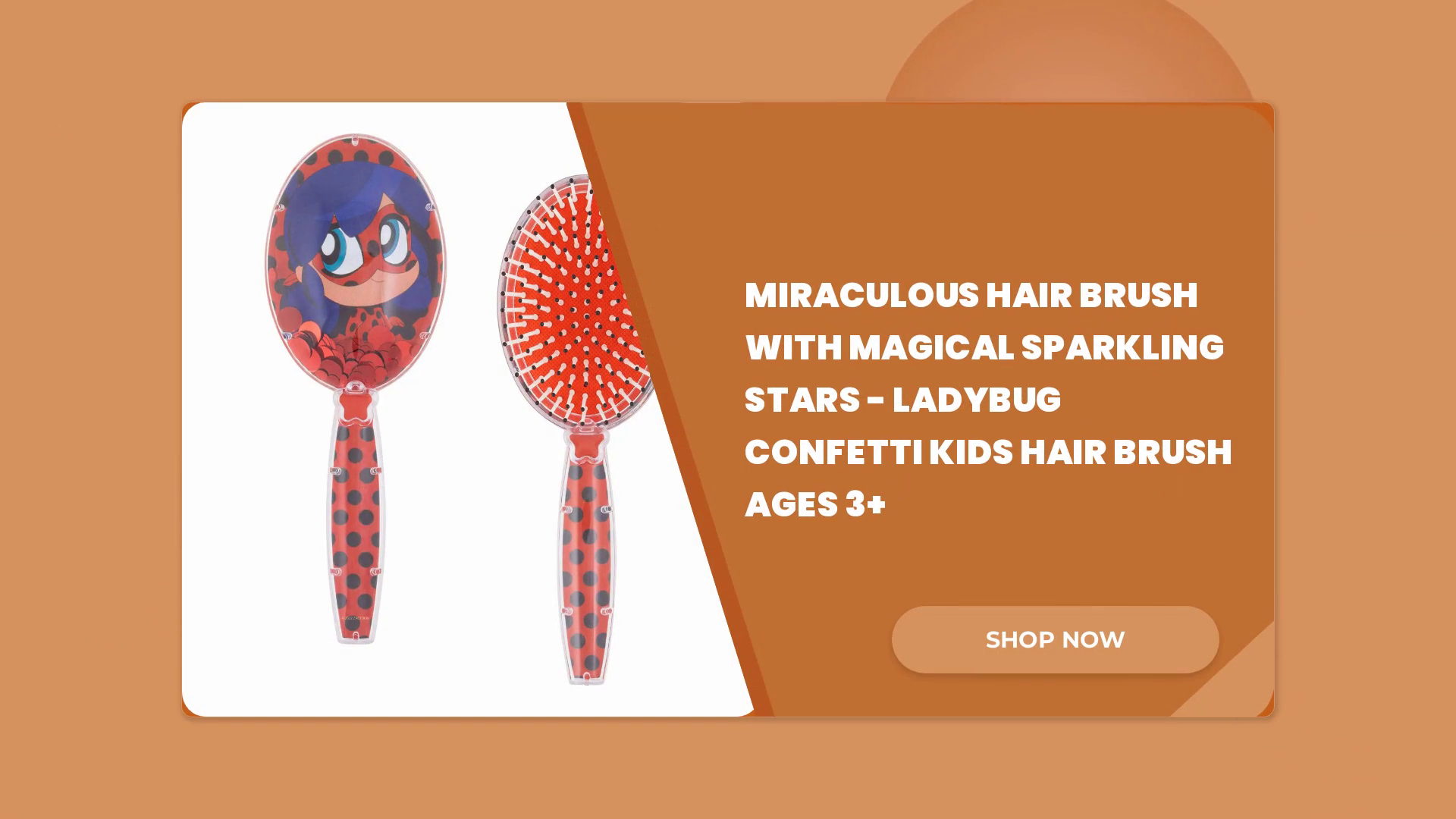 Miraculous Hair Brush with Magical Sparkling Stars - Ladybug Confetti Kids Hair Brush Ages 3+ by@Outfy