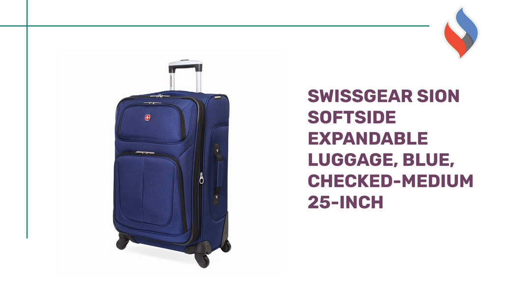 SwissGear Sion Softside Expandable Luggage, Blue, Checked-Medium 25-Inch by@Outfy