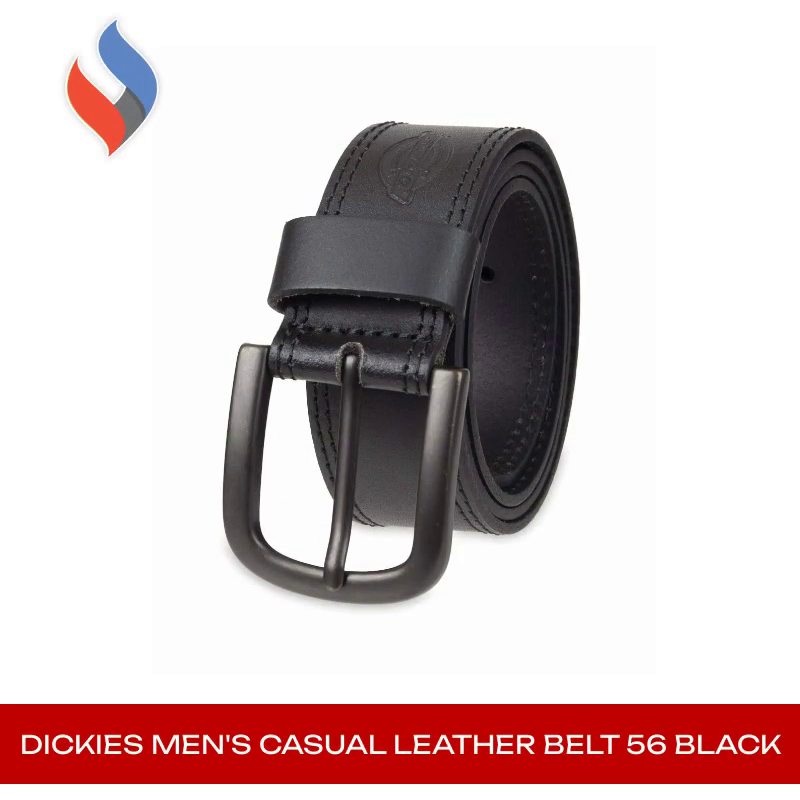 Dickies Men's Casual Leather Belt 56 Black by@Outfy