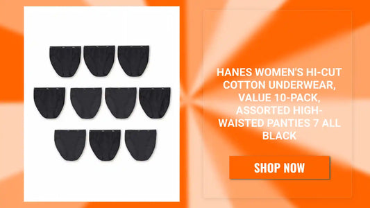 Hanes Women&#039;s Hi-Cut Cotton Underwear, Value 10-Pack, Assorted High-Waisted Panties 7 All Black by@Outfy