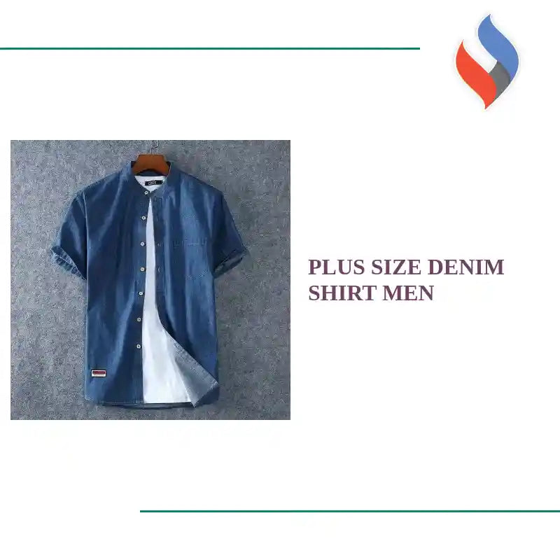 Plus Size Denim Shirt Men by@Outfy