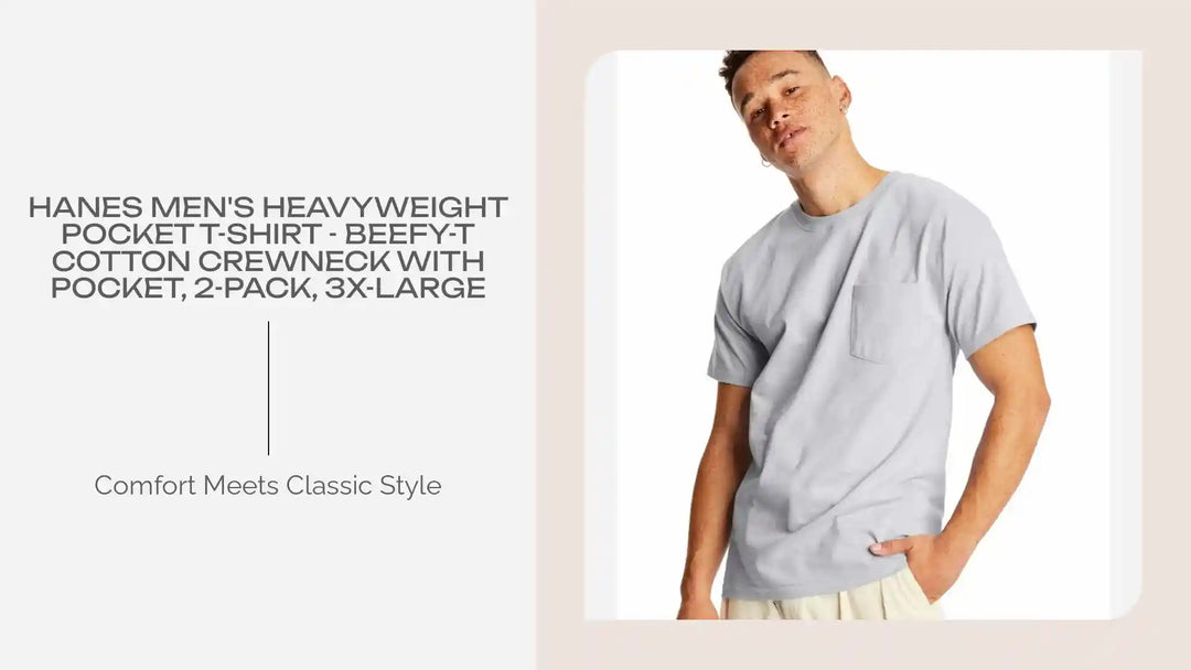 Hanes Men&#039;s Heavyweight Pocket T-Shirt - Beefy-T Cotton Crewneck with Pocket, 2-Pack, 3X-Large by@Outfy