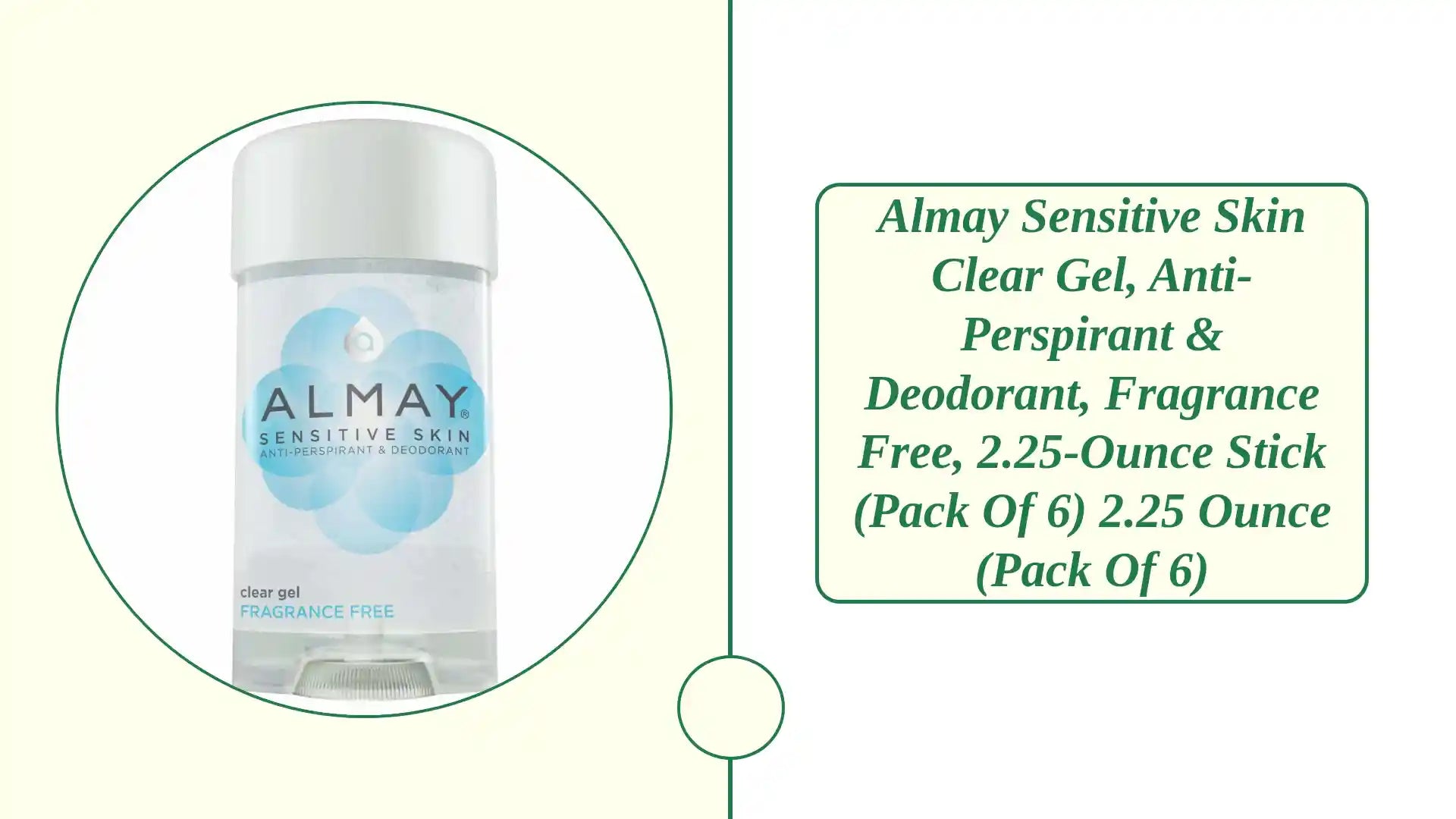 Almay Sensitive skin Clear Gel, Anti-Perspirant & Deodorant, Fragrance Free, 2.25-Ounce Stick (Pack of 6) 2.25 Ounce (Pack of 6) by@Outfy