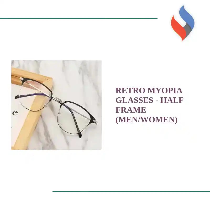 Retro Myopia Glasses - Half Frame (Men/Women) by@Outfy