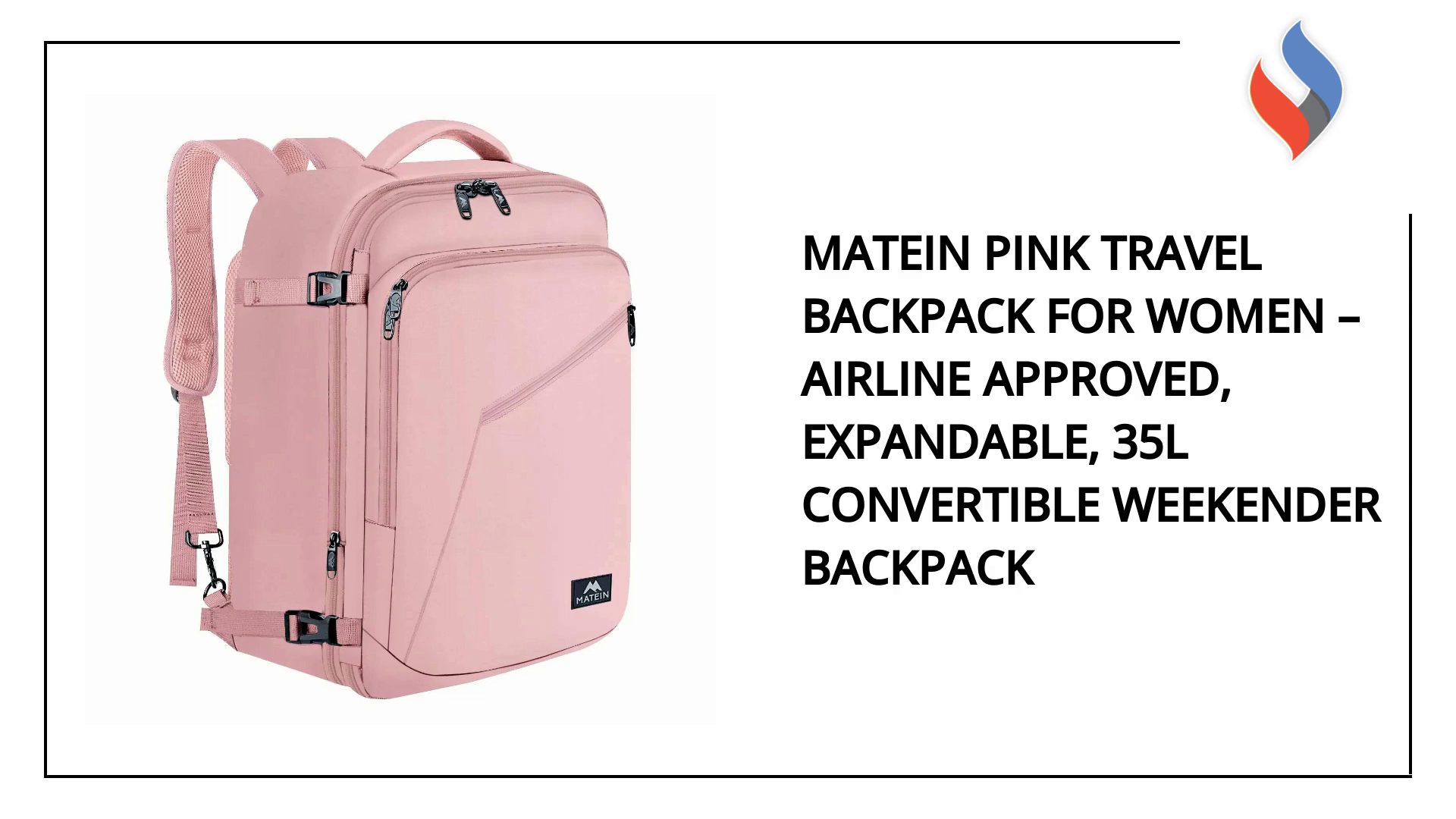 MATEIN Pink Travel Backpack for Women – Airline Approved, Expandable, 35L Convertible Weekender Backpack by@Outfy