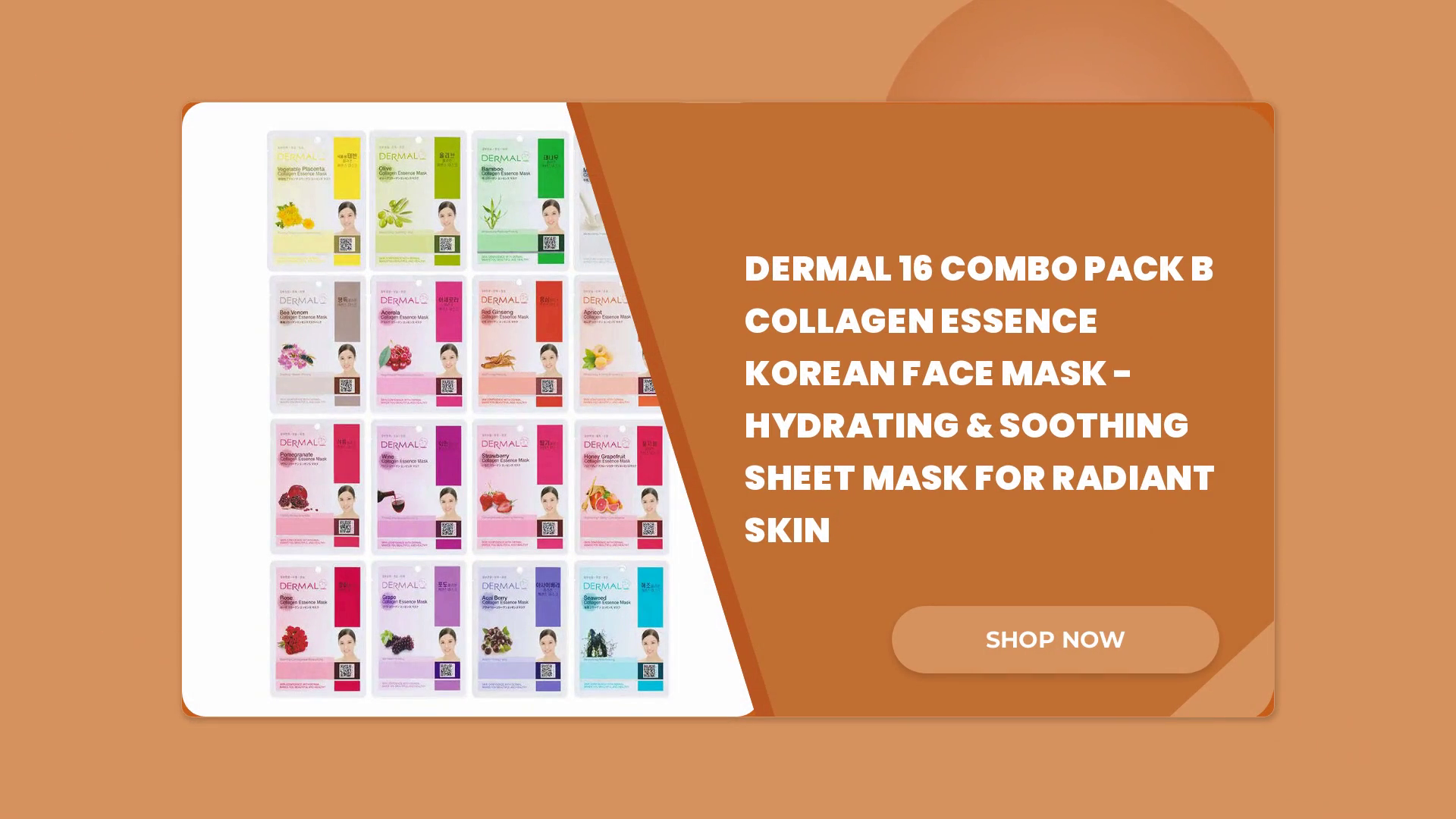 DERMAL 16 Combo Pack B Collagen Essence Korean Face Mask - Hydrating & Soothing Sheet Mask for Radiant Skin by@Outfy