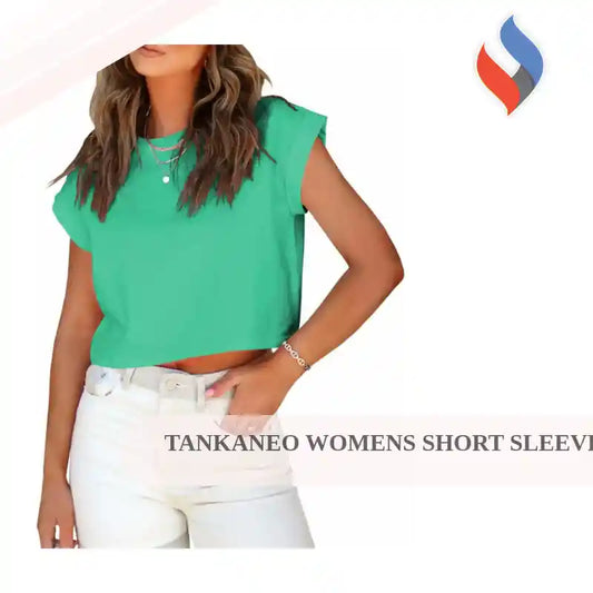 Tankaneo Womens Short Sleeve Cropped T-Shirts Summer Rolled Dolman Sleeve Crop Tops Casual Round Neck Solid Short Basic Tees Small 15-mint by@Outfy