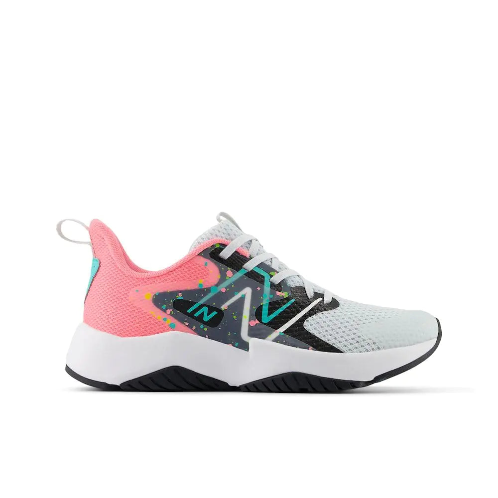 New Balance unisex-child Rave Run V2 Lace-up 12 Little Kid Quartz Grey/Ultra Pink/Cyber Jade - Vivareflex Online