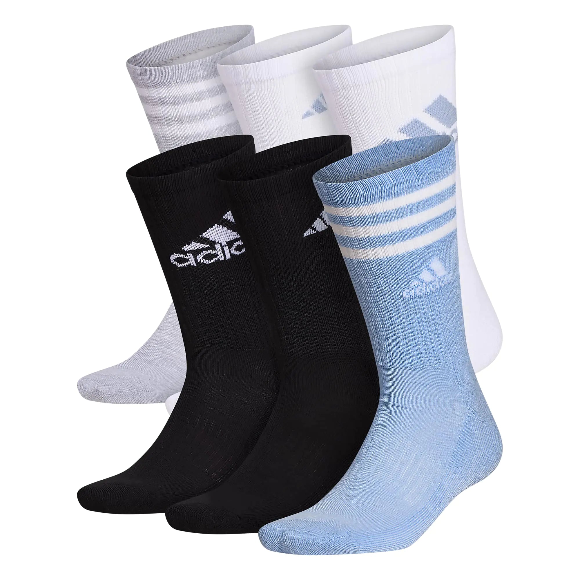 adidas Men's Athletic Cushioned Crew Socks with Arch Compression for a Secure Fit (6-Pair) Large White/Wonder Beige/Alumina Beige