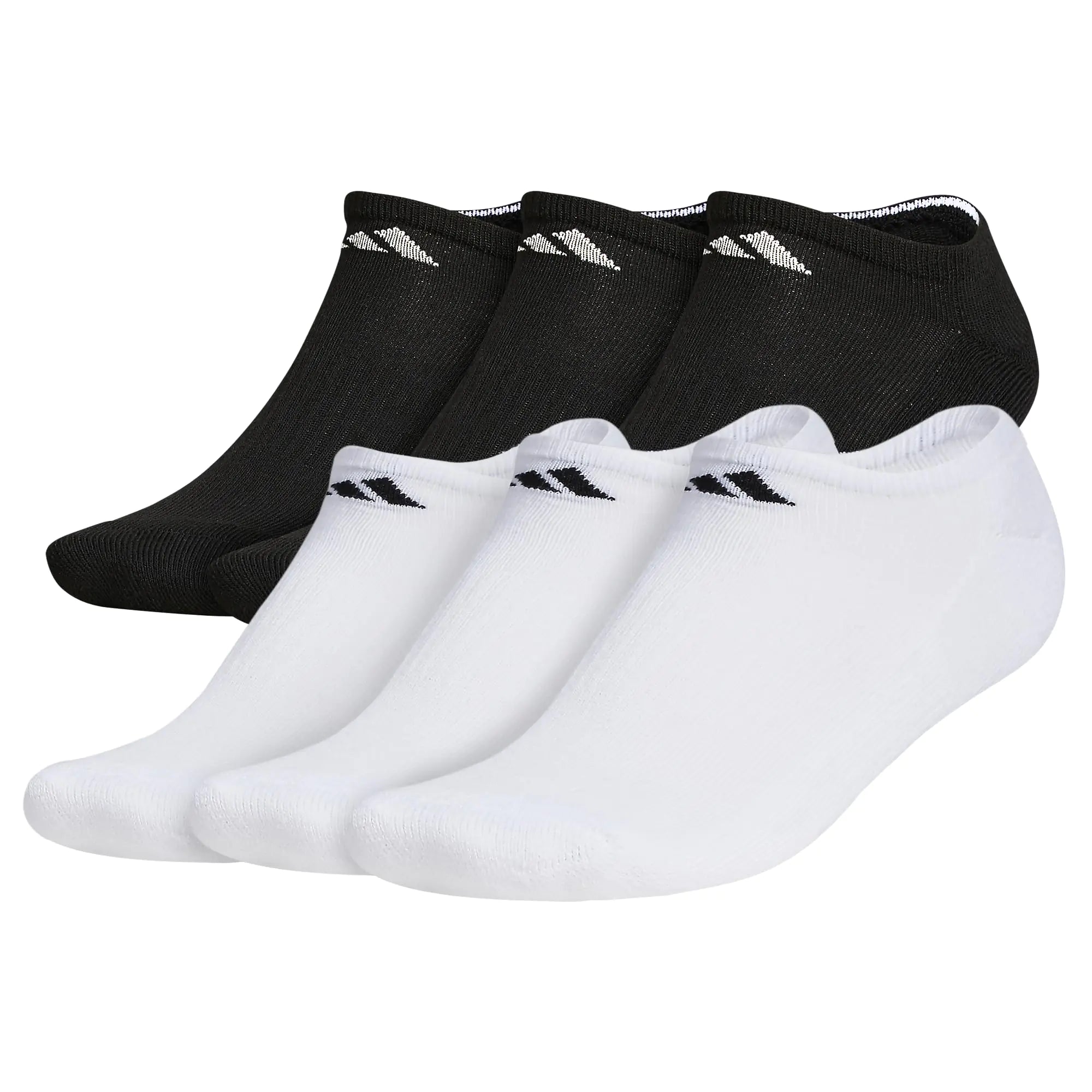 adidas Women's Athletic Cushioned No Show Socks (6-Pair) Low Profile Look with Arch Compression for a Secure Fit Medium White/Black/White