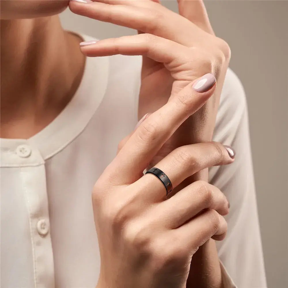 Stainless Steel Black Color Finger Ring For Men and Women Vivareflex Online