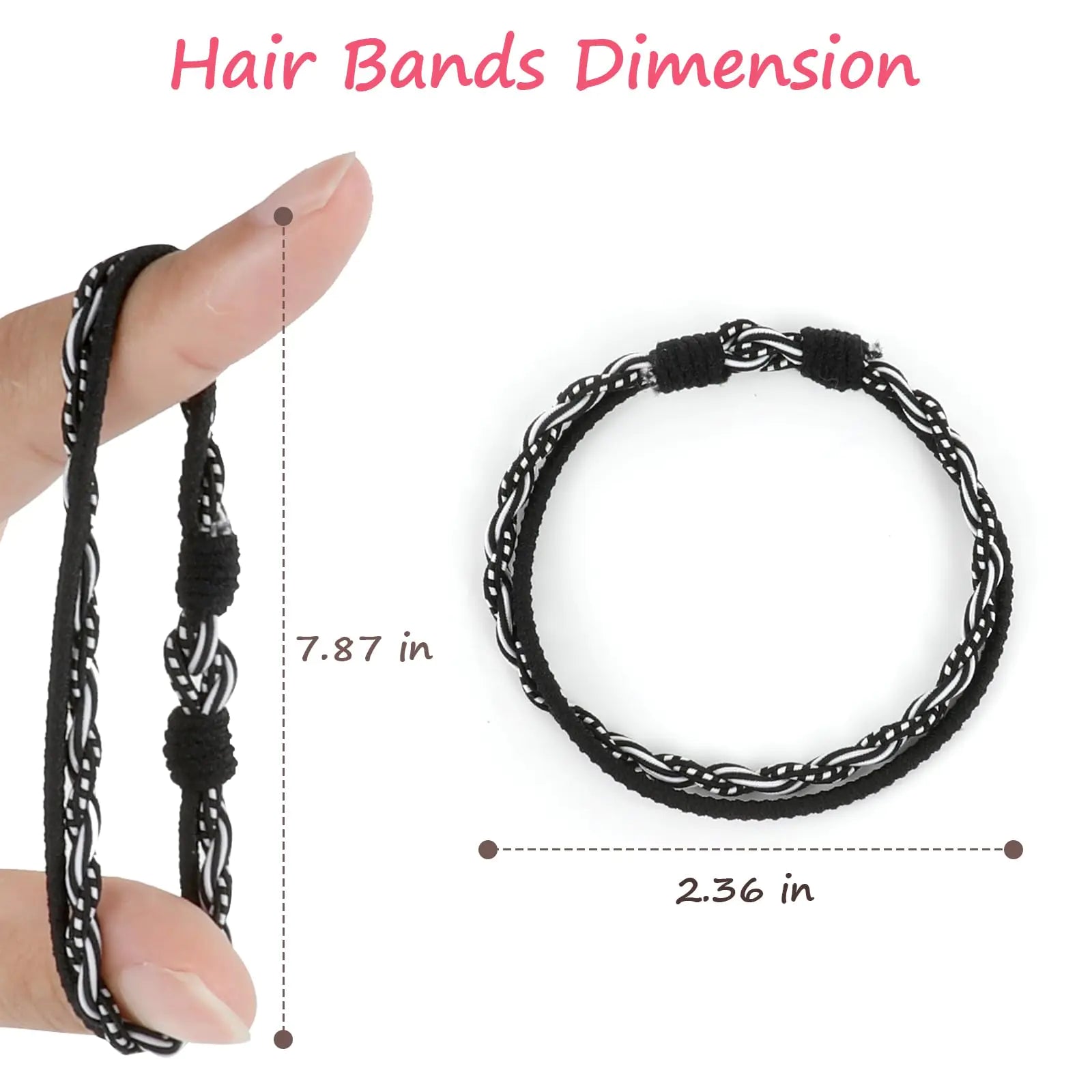 Accessoires pour cheveux, 25 pièces de 5 styles de bracelets élastiques pour cheveux bohèmes avec perles - Bandes élastiques mignonnes pour cheveux épais ou fins, sans dommages, rose pour filles et femmes D-BOHO