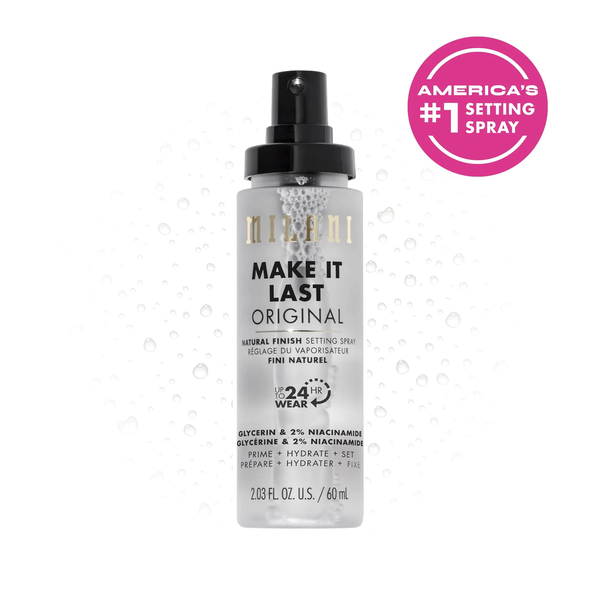 Milani Make It Last Original - Spray fijador de acabado natural Spray fijador y base 3 en 1: Prime + Correct + Set Spray y base de acabado de maquillaje - Spray y base de maquillaje de larga duración 2.03 Fl. Oz 