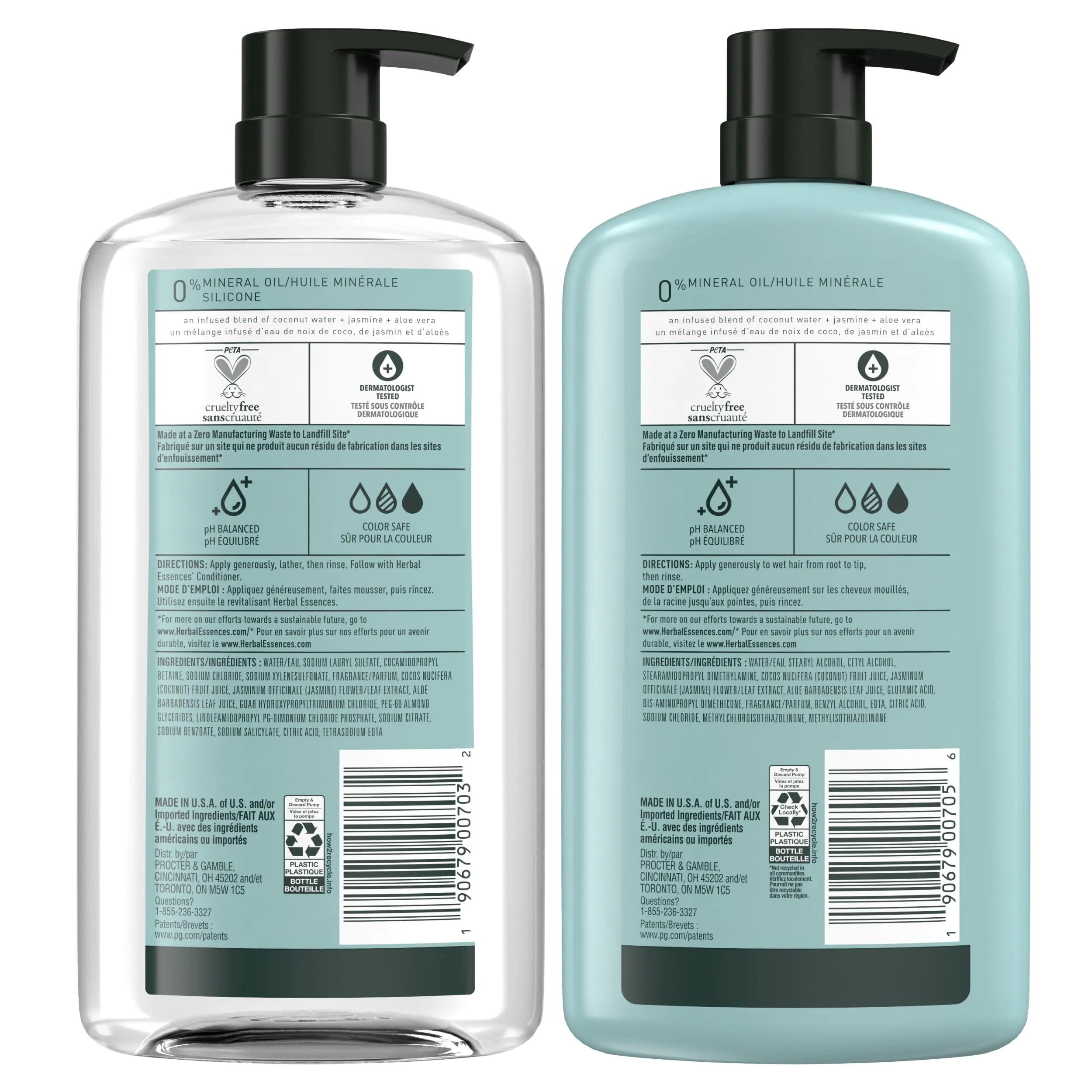 Champú y acondicionador Herbal Essences para cabello seco con agua de coco y jazmín, 29,2 onzas líquidas 