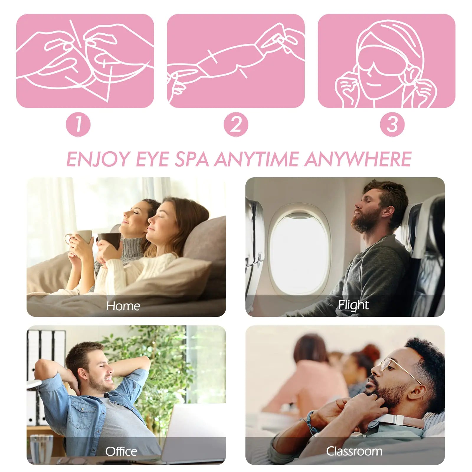 Jekeno Steam Eye Mask - 16 Packs for Dry Eyes, Warm Compress, Relaxation & Sleep - Travel Essentials for Men & Women (Rose) - Vivareflex Online