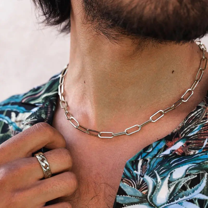 Paper Clip Chain Men Necklace Vivareflex Online