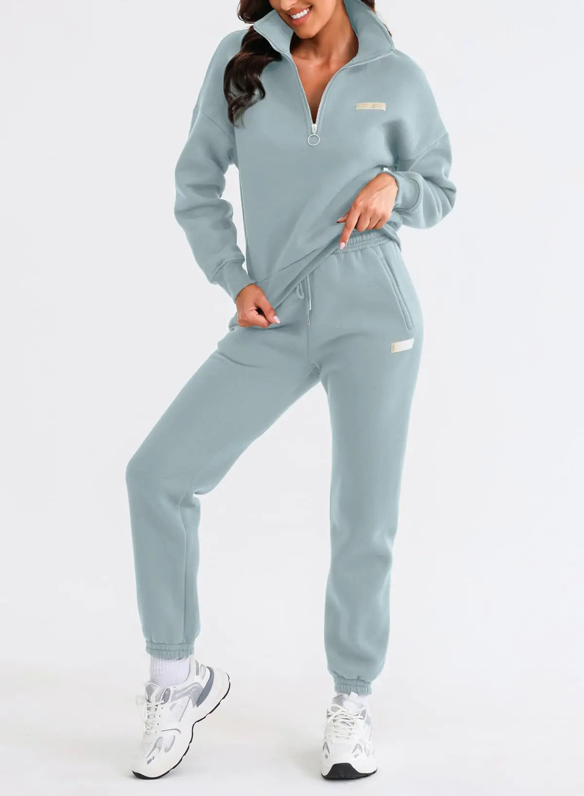 Herseas Women 2 Piece Outfits Sweatsuit Lounge Set Half Zip Pullover with Jogger Airport Tracksuit Matching Pants Set - Vivareflex Online