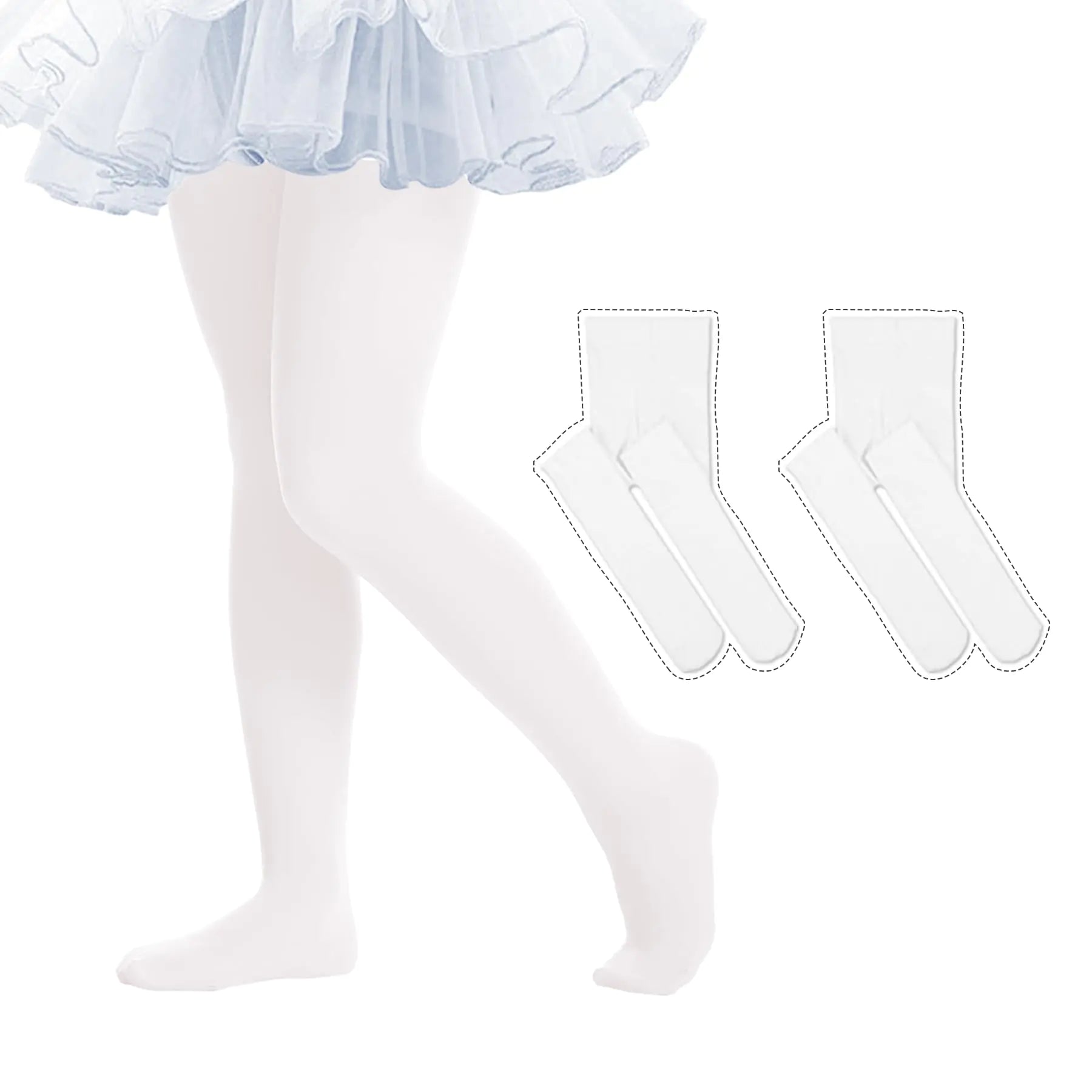 Medias de ballet para niñas, medias de baile ultra suaves, medias elásticas con pies para niñas pequeñas, medias cálidas de 1 a 3 años, 02, blanco, paquete de 2 