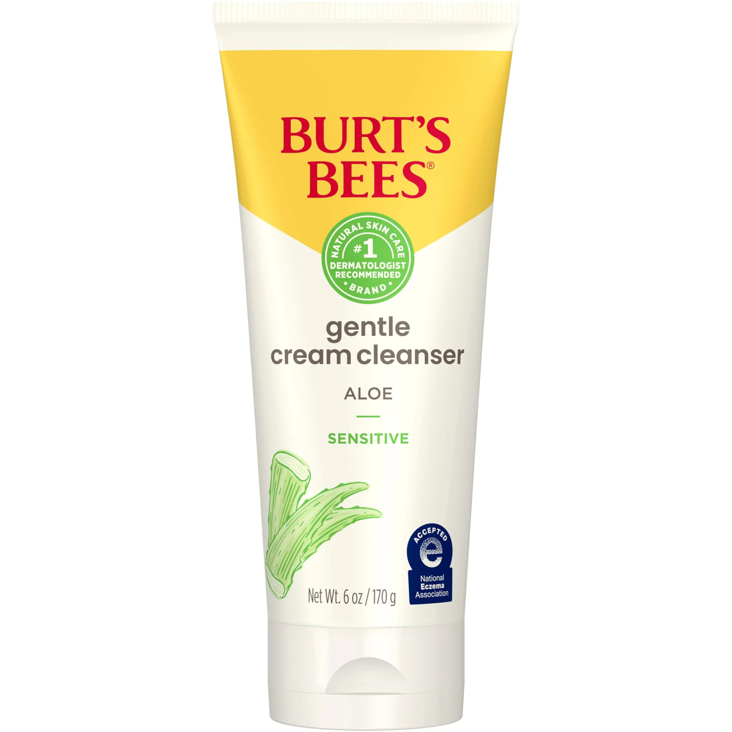 Crème nettoyante douce Burt's Bees à l'aloès pour peaux sensibles, 98,9 % d'origine naturelle, 6 onces Aloe Vera 6 onces (paquet de 1)