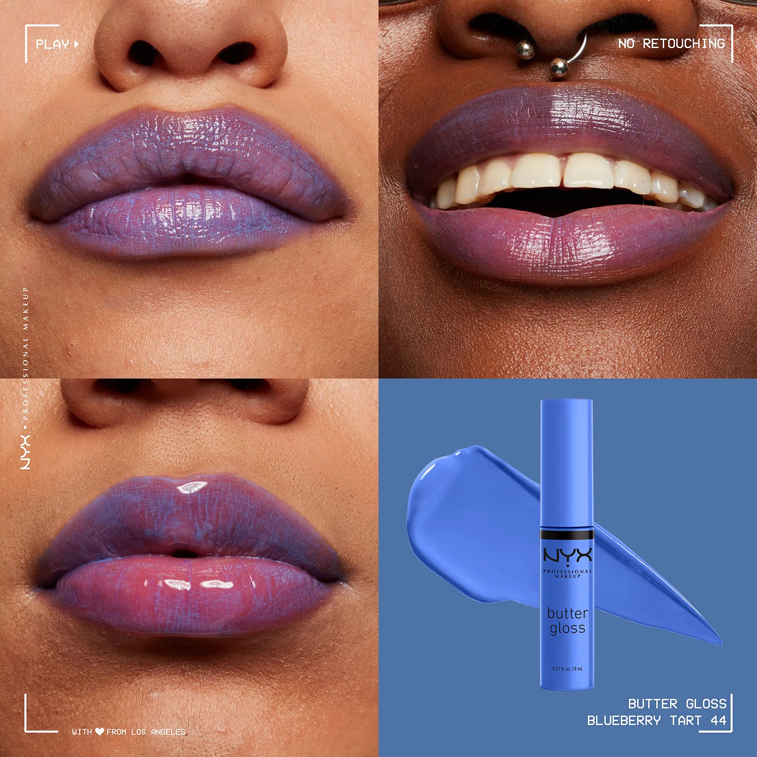 NYX PROFESSIONAL MAKEUP Butter Gloss, Non-Sticky Lip Gloss - Blueberry Tart - Vivareflex Online